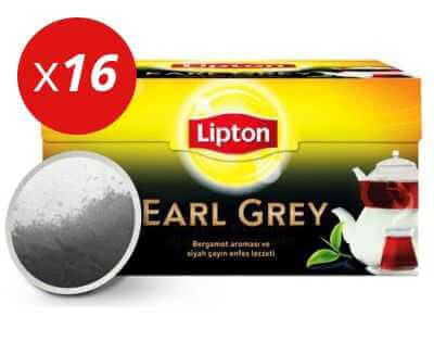 16 Adet Lipton Earl Grey Demlik Poşet Çay 100lü - 1