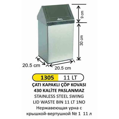 Arı Metal 1 No Çatı Kapak Paslanmaz Çöp Kovası 11lt - 1