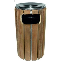 Arı Metal Ahşap Yuvarlak Çöp Kovası 57lt 2116 - ARI METAL