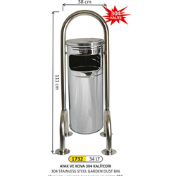 Arı Metal Bahçe Çöp Kovası 34lt 1732 - ARI METAL