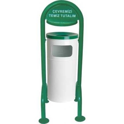 Arı Metal Bahçe Çöp Kovası Boyalı Şapkalı 1702 - ARI METAL