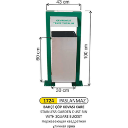 Arı Metal Bahçe Çöp Kovası Kare 1724 - ARI METAL