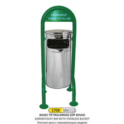 Arı Metal Bahçe Çöp Kovası Paslanmaz 1708 - ARI METAL