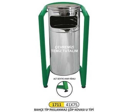 Arı Metal Bahçe Çöp Kovası U Tipi 41x75 1711 - ARI METAL