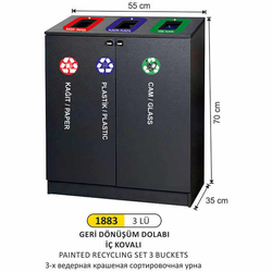 Arı Metal Boyalı Geri Dönüşüm Dolabı 3lü 1883 - ARI METAL