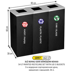 Arı Metal Boyalı Geri Dönüşüm Kovası 3ü 162lt 1897 - ARI METAL