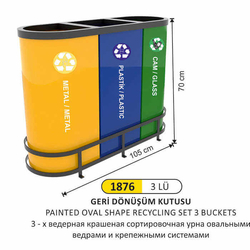 Arı Metal Boyalı Geri Dönüşüm Kovası 3lü 1876 - ARI METAL