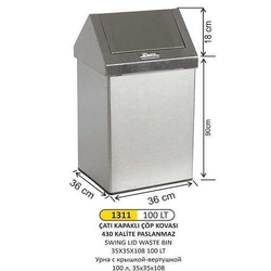 Arı Metal Çatı Kapaklı Çöp Kovası 100lt 1311 - ARI METAL