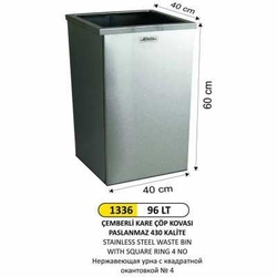 Arı Metal Çemberli Kare Çöp Kovası 96lt 1336 - ARI METAL