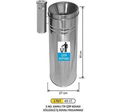 Arı Metal Çöp Kovası Küllüklü 49lt 1767 - ARI METAL