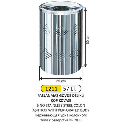 Arı Metal Delikli Çöp Kovası 57lt 1211 - 1
