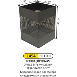 Arı Metal Delikli Çöp Kovası Siyah 36lt 1454 - ARI METAL