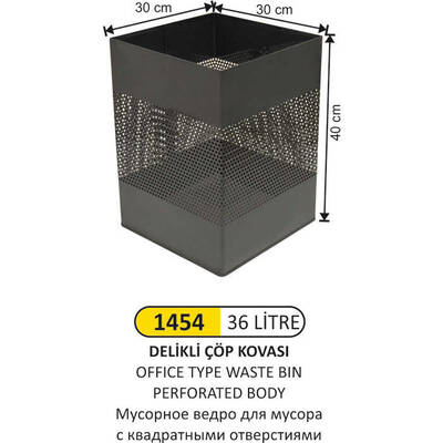 Arı Metal Delikli Çöp Kovası Siyah 36lt 1454 - 1