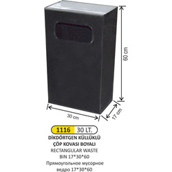 Arı Metal Dikdörtgen Küllüklü Çöp Kovası Boyalı 30lt 1116 - ARI METAL