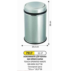 Arı Metal Dokunmatik Çöp Kovası 11lt 7917 - ARI METAL