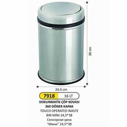 Arı Metal Dokunmatik Çöp Kovası 16lt 7918 - ARI METAL
