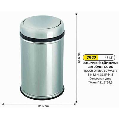 Arı Metal Dokunmatik Çöp Kovası 45lt 7922 - 1