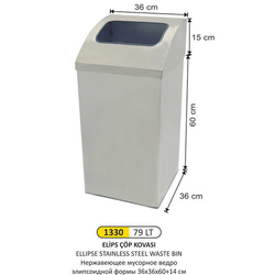 Arı Metal Elips Çöp Kovası 79lt 1330 - ARI METAL