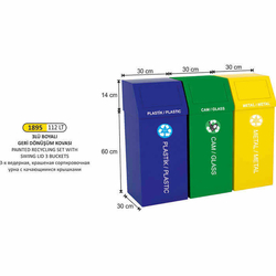 Arı Metal Geri Dönüşüm Kovası 3lü 112lt 1895 - ARI METAL