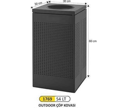Arı Metal Kare Çöp Kovası Delikli 54lt 1769 - ARI METAL