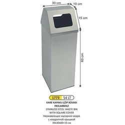 Arı Metal Kare Kapaklı Çöp Kovası 54lt 1773 - ARI METAL