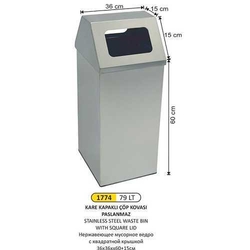 Arı Metal Kare Kapaklı Çöp Kovası 79lt 1774 - ARI METAL