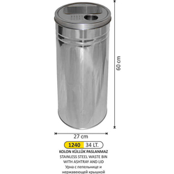 Arı Metal Kolon Küllük 34lt 1240 - ARI METAL