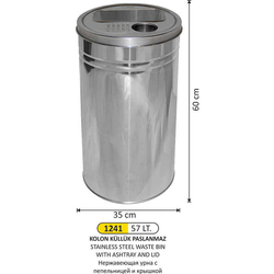 Arı Metal Kolon Küllük 57lt 1241 - ARI METAL