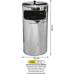Arı Metal Kolon Küllük 57lt 1242 - ARI METAL