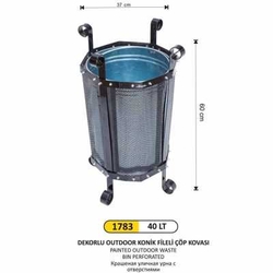 Arı Metal Konik Fileli Çöp Kovası 40lt 1783 - ARI METAL