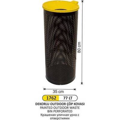 Arı Metal Outdoor Çöp Kovası Delikli 77lt 1762 77 litre kapasiteli Boy:80cm En:35cm - 1