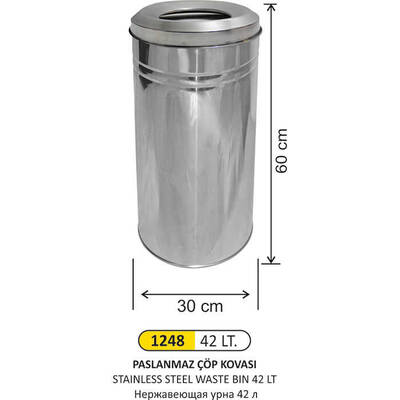 Arı Metal Paslanmaz Çöp Kovası 30lt 1248 - 1
