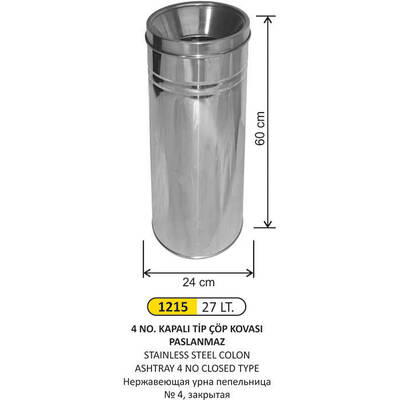 Arı Metal Paslanmaz Kapalı Tip Çöp Kovası 27lt 1215 - 1