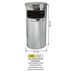Arı Metal Paslanmaz Kolon Küllük 34lt 1205 - ARI METAL