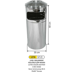 Arı Metal Paslanmaz Kolon Küllük 57lt 1276 - ARI METAL