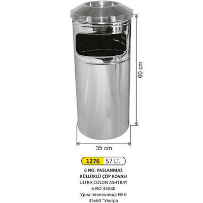 Arı Metal Paslanmaz Kolon Küllük 57lt 1276 - 1