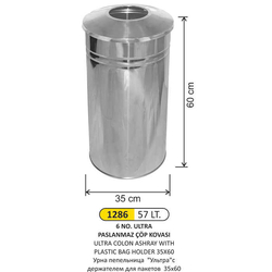 Arı Metal Paslanmaz Ultra Çöp Kovası 57lt 1286 - ARI METAL