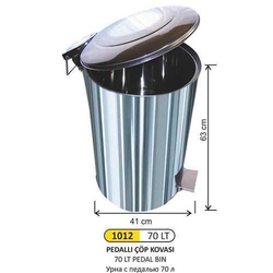 Arı Metal Pedallı Çöp Kovası 70lt 1012 - ARI METAL