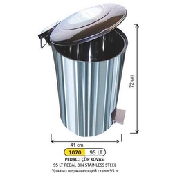 Arı Metal Pedallı Çöp Kovası 90lt 1070 - ARI METAL