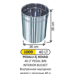 Arı Metal Pedallı iç Kovası 40lt 1009 - ARI METAL