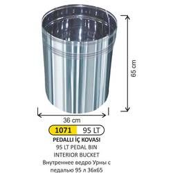 Arı Metal Pedallı iç Kovası 95lt 1071 - ARI METAL