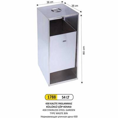 Arı Metal Sallanır Çöp Kovası Küllüklü 54lt 1788 - 1