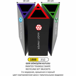 Arı Metal Üçgen Geri Dönüşüm Kovası 3lü 1888 - ARI METAL