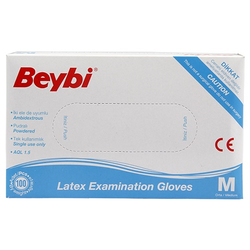 Beybi Latex Muayene Eldiveni Pudralı M 100lü - Beybi