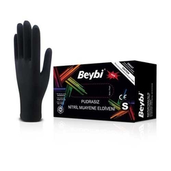 Beybi Nitril Muayene Eldiveni Pudrasız S Siyah 100lü - Beybi