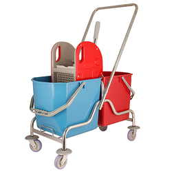 Ceymop Çift Kovalı Temizlik Seti Krom Taşıyıcılı - Plastik Presli CYP-805 - CEYMOP