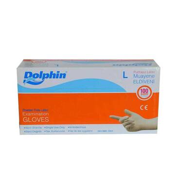 Dolphin Latex Eldiven Pudrasız L 100lü - 1