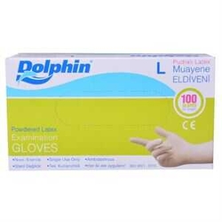 Dolphin Muayene Eldiveni Pudralı L 100lü - Dolphin