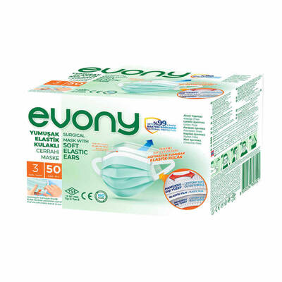 Evony 3 Katlı Cerrahi Maske 50li - 1