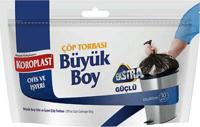 Koroplast Çöp Poşeti Extra Güçlü Büyük 65x80 Siyah - 1
